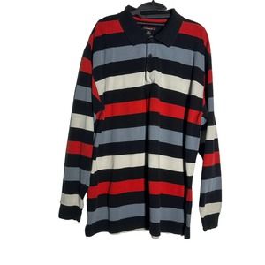 Koman Jeans Polo Men's Size XXL 2XL Long Sleeve Striped